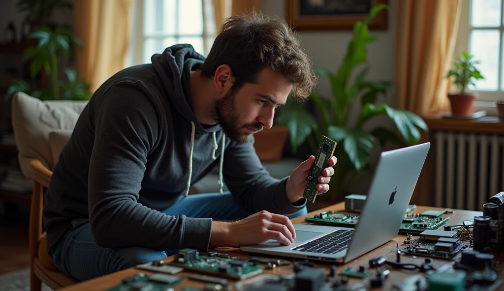 apartment, disassembled laptop, the master takes out the RAM module from it. looks like, This guy decided to take a vacation, — I say, raising the RAM to his eye level. - A couple of days and your computer will be as good as new again.