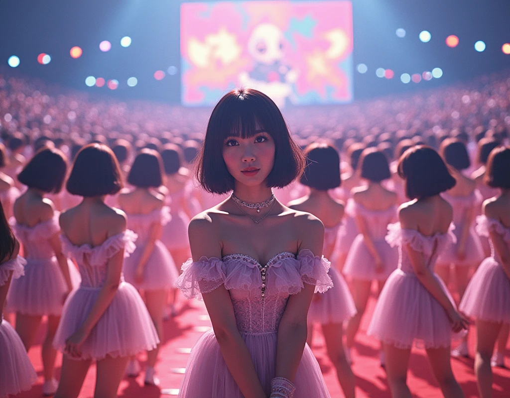 [Japanese Clone girls=Myself], [Perfect Clone girls Raw Photography Art], [16K, Highest quality, Ultra-high resolution], (((Unrealistic, Unprecedented sight, hyperdimensional space, A sight beyond imagination, (((A world of mass proliferation of myselves, Ultra-realistic)))))), (Japanese, woman, 22-year-old, Saito-Asuka), ((Small face, Brown and black hair, Short Hair)), ((Very beautiful detailed girls, Accurate body structure, Very detailed and perfect super busty body)), ((amazing super big tits, Large, swelling breasts)), (Dark Eyes, Mature face, Cute Smile, A gentle gaze), (Happy laughter), [[(((((Very detailed, 1girl-1,000,000,000,000,000,000,000,000,000,000,000,000,000cloning girls))))), (((((Extremely detailed and precise depiction of the double, Perfectly the same girl, The exact same smile, Perfect same hair, Perfect same clothes, Exactly the same height, Perfect same super busty))))), (((((Myself only))))), (((Very detailed, on stage, Idol Group, Nogizaka46's stage costumes, 1,000,000,000,000Myself))), (((Very detailed, Audience seats, camisole, 1,000,000,000,000,000,000,000Myself)))]], (((Perfect description, Smiling face, hug, wave hands, Matching poses, Matching dance))), (((Very detailed, Super crowded in a different dimension, Abnormal crowding, Super crowded))), (Large Concert Hall, Front bright light, Illuminated by spotlights, Live Stage Lighting), (((Wide field of view, Very detailed, Detailed ultra-perspective depiction)))), Group idol group photo, Anywhere Angle