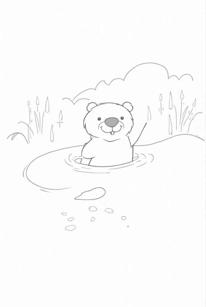 Coloring page for children with swimming otters black and white