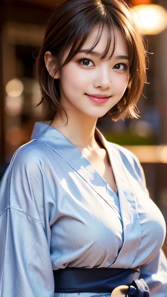 8k,Highest quality,(masterpiece:1.2),(Realistic),(Realistic:1.37),Ultra-high resolution,1 female college student,city,smile,Beautiful Eyes,Summer festival,(((Beautiful yukata))),Big Breasts,Perfect body,Perfect Fingers,Professional Lighting,gravure,Detailed face and skin texture,fine grain,RAW Photos