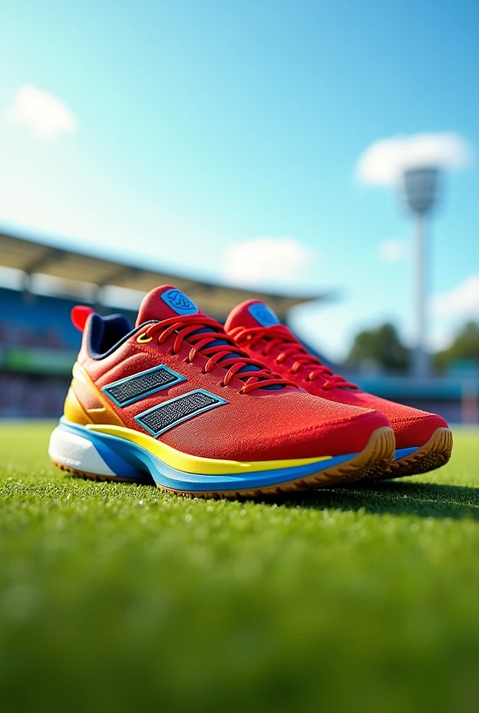 Cricket shoes model design red yellow blue