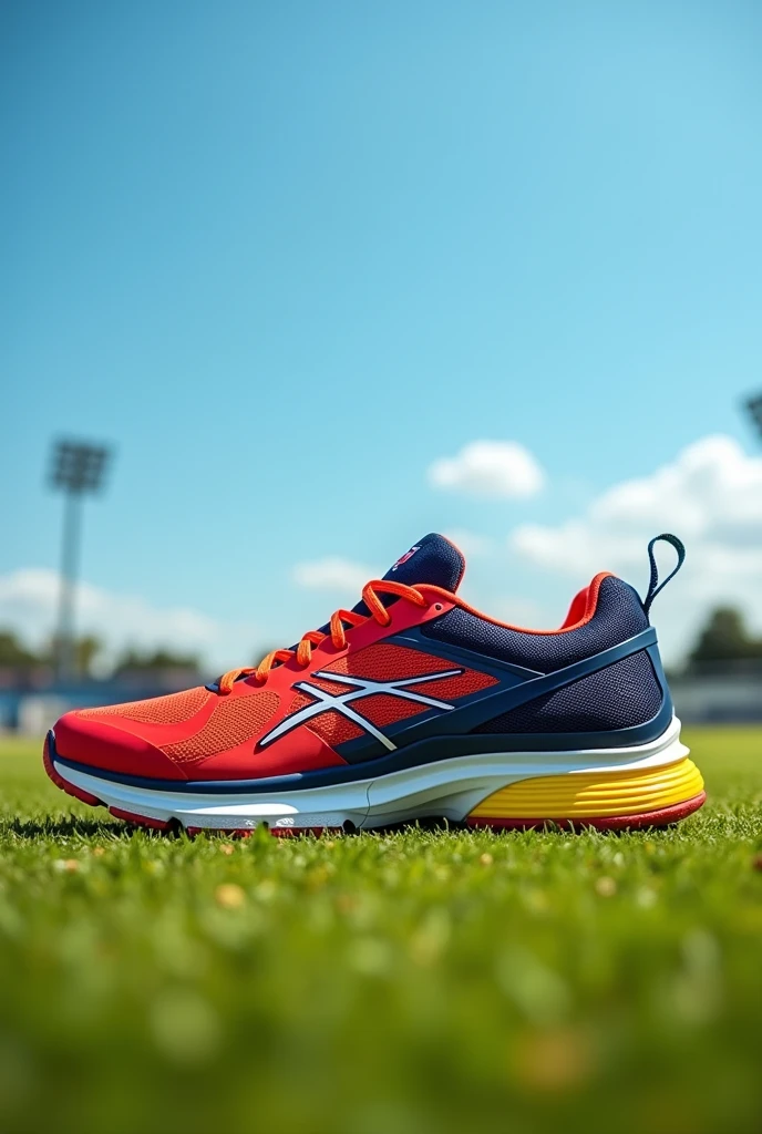Cricket shoes model design red yellow blue