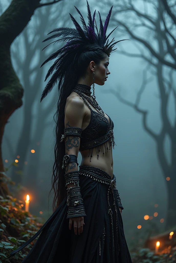 A tribal outfit with a gothic theme