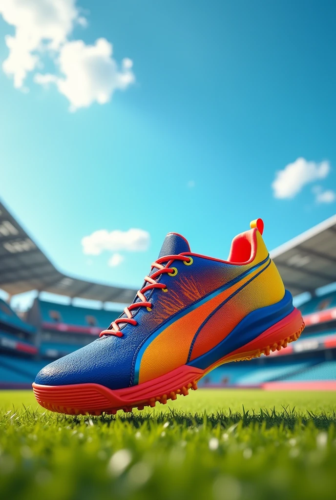 Cricket shoes model design red yellow blue