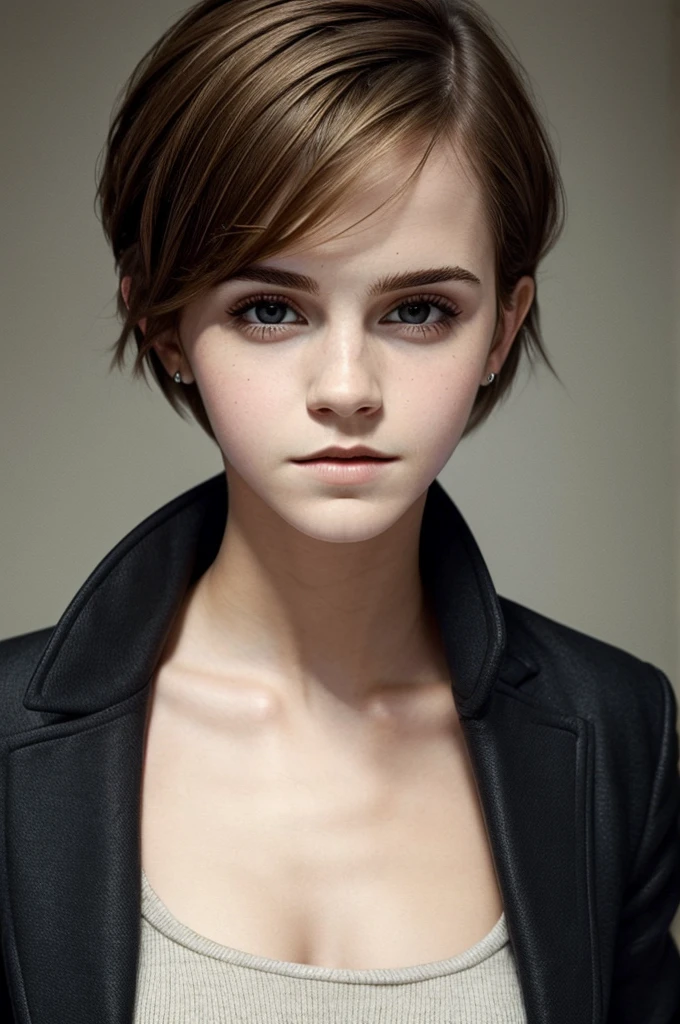 (masterpiece), best quality, expressive eyes, perfect face,genderswap, emma watson, short hair
