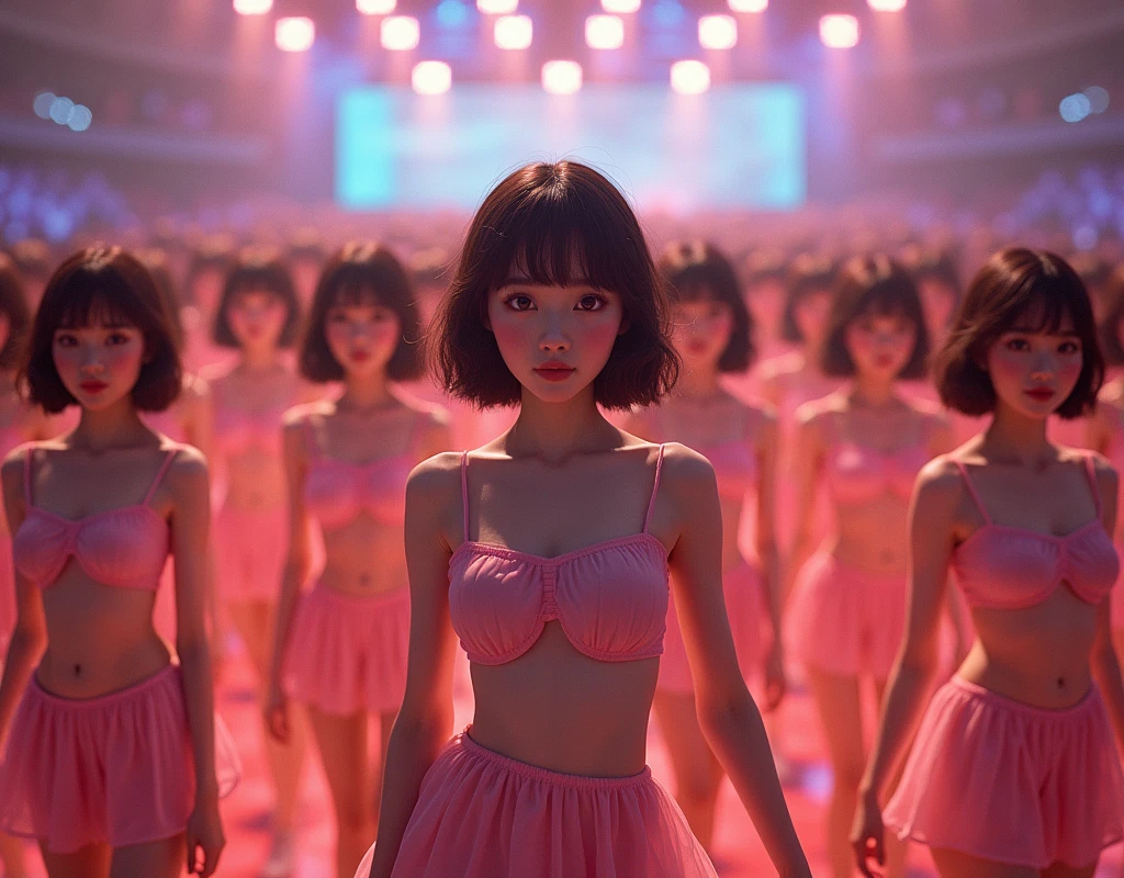[Japanese Clone girls=Myself], [Perfect Clone girls Raw Photography Art], [16K, Highest quality, Ultra-high resolution], (((Unrealistic, Unprecedented sight, hyperdimensional space, A sight beyond imagination, (((A world of mass proliferation of myselves, Ultra-realistic)))))), (Japanese, woman, 22-year-old, Saito-Asuka), ((Small face, Brown and black hair, Short Hair)), ((Very beautiful detailed girls, Accurate body structure, Very detailed and perfect super busty body)), ((amazing super big tits, Large, swelling breasts)), (Dark Eyes, Mature face, Cute Smile, A gentle gaze), (Happy laughter), [[(((((Very detailed, 1girl-1,000,000,000,000,000,000,000,000,000,000,000,000,000cloning girls))))), (((((Extremely detailed and precise depiction of the double, Perfectly the same girl, The exact same smile, Perfect same hair, Perfect same clothes, Exactly the same height, Perfect same super busty))))), (((((Myself only))))), (((Very detailed, on stage, Idol Group, Nogizaka46's stage costumes, 1,000,000,000,000Myself))), (((Very detailed, Audience seats, camisole, 1,000,000,000,000,000,000,000Myself)))]], (((Perfect description, Smiling face, hug, wave hands, Matching poses, Matching dance))), (((Very detailed, Super crowded in a different dimension, Abnormal crowding, Super crowded))), (Large Concert Hall, Front bright light, Illuminated by spotlights, Live Stage Lighting), (((Wide field of view, Very detailed, Detailed ultra-perspective depiction)))), Group idol group photo, Anywhere Angle