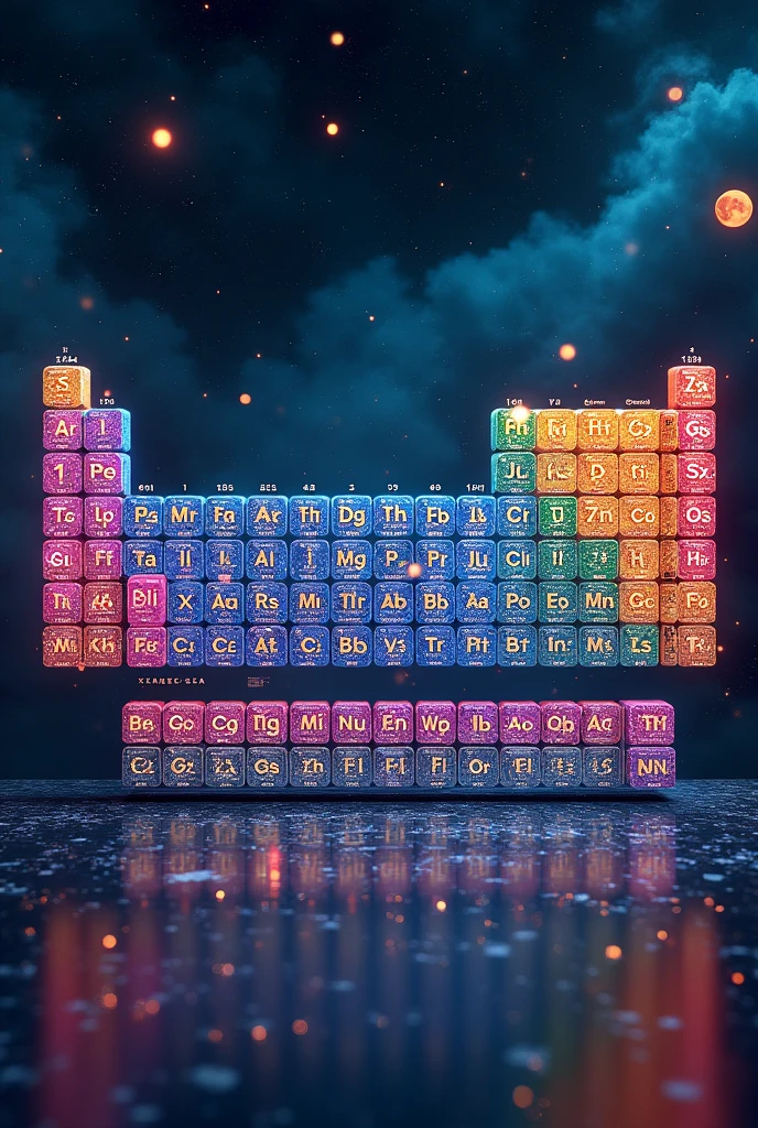 Complete periodic table of elements with cool