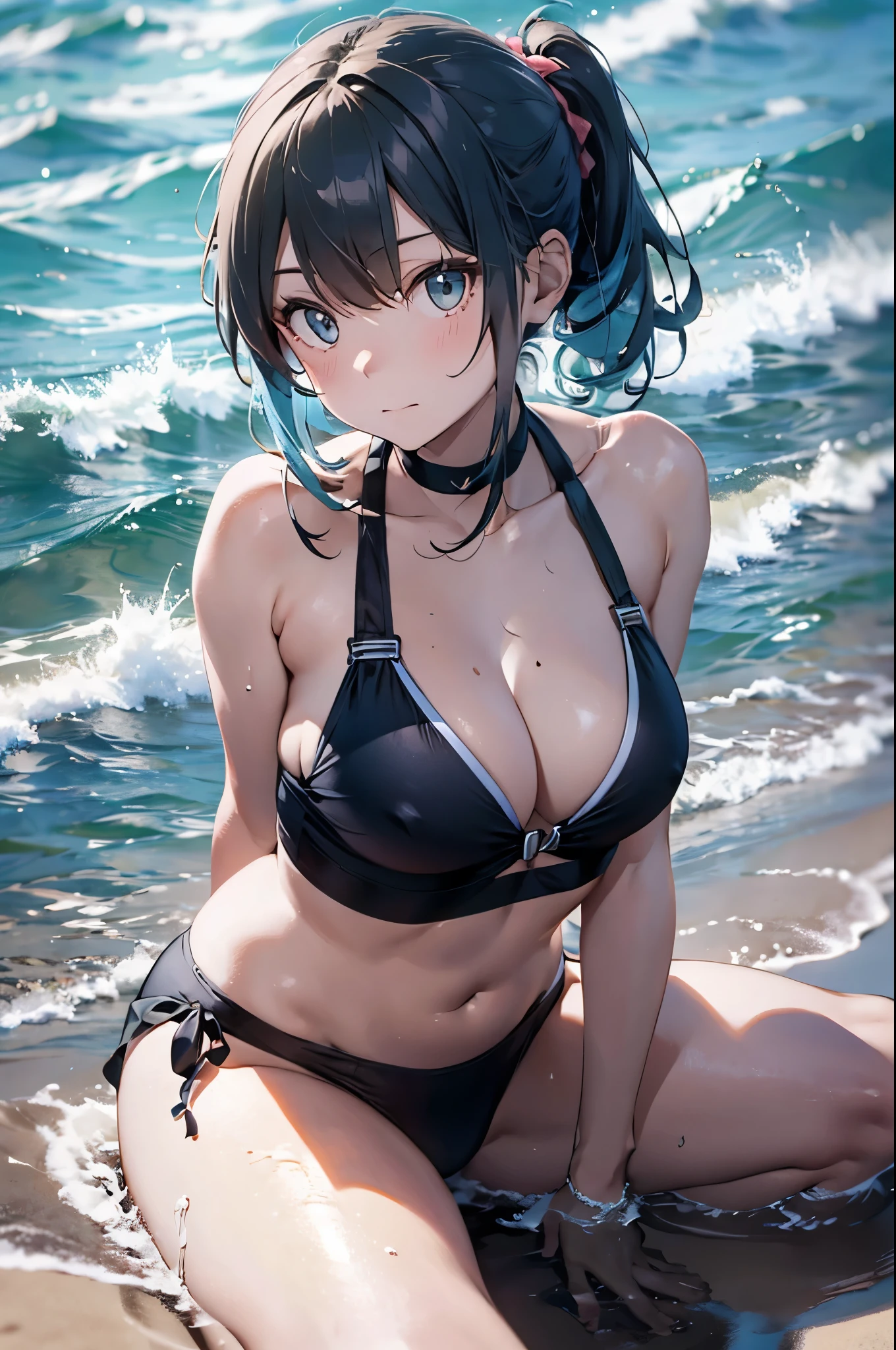 4K,8k,High resolution,
One beautiful young woman,Light blue hair、ponytail、
(Soft Saturation:1.3), (Fair skin:1.2),
(ultra-Detailed Background, Detailed Background), Bokeh,
break'Smiling portrait.,
When viewed from the front, The composition is symmetrical,
Looking straight at you with serious eyes,
break Swimwear, White Bikini, Center of chest,
Outdoor, Sea surface, null, sunlight,Summer beach, Sandy Beach,
Strong light, Front lighting,
(:1.3), (Cowboy Shot:1.2),
Front brake angle,
View your audience,
Dynamic pose,
sitting on the beach
Seaweed、Seaweed、Seaweed、Seaweed、Seaweed、Seaweed、Seaweed、
