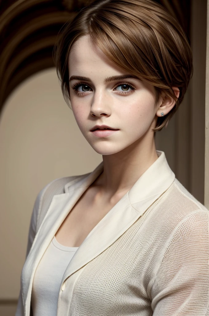 (masterpiece), best quality, expressive eyes, perfect face,genderswap, emma watson, short hair, male, masculine