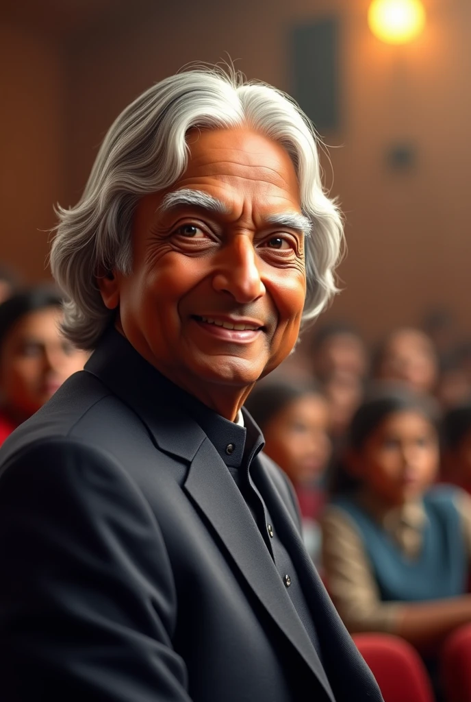 Generate a real prominent image of dr. a.p.j. abdul kalam with warm smile and gentle demeanor.