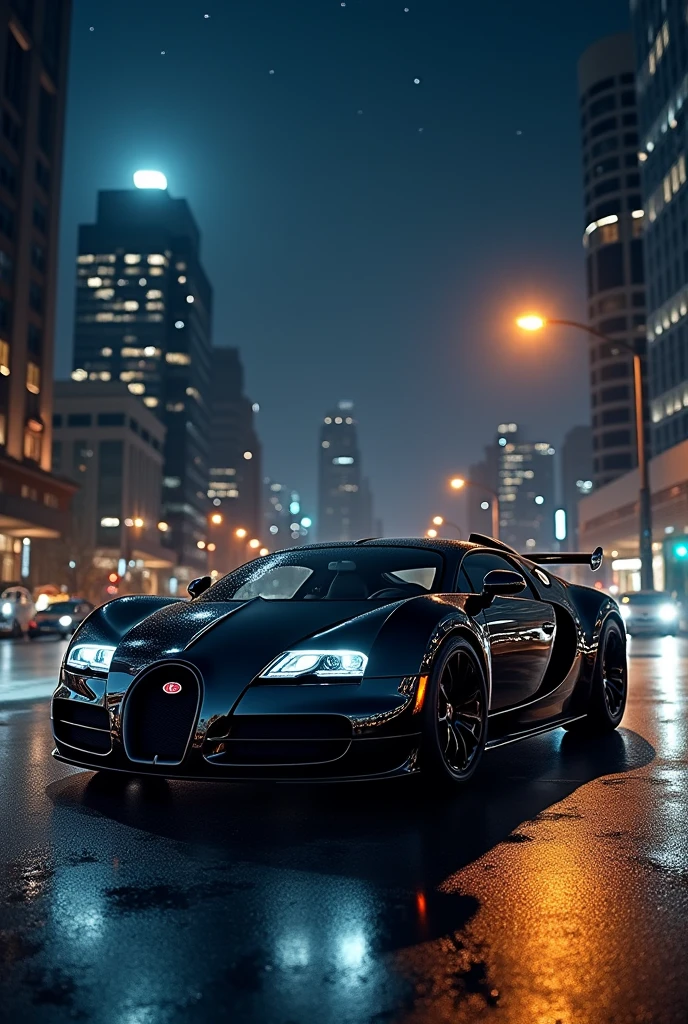 Bugatti veron in black platinum colour with jet engine