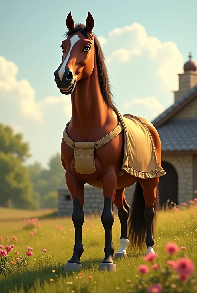 Horse must be standing, with a master mason&#39;s apron and smiling