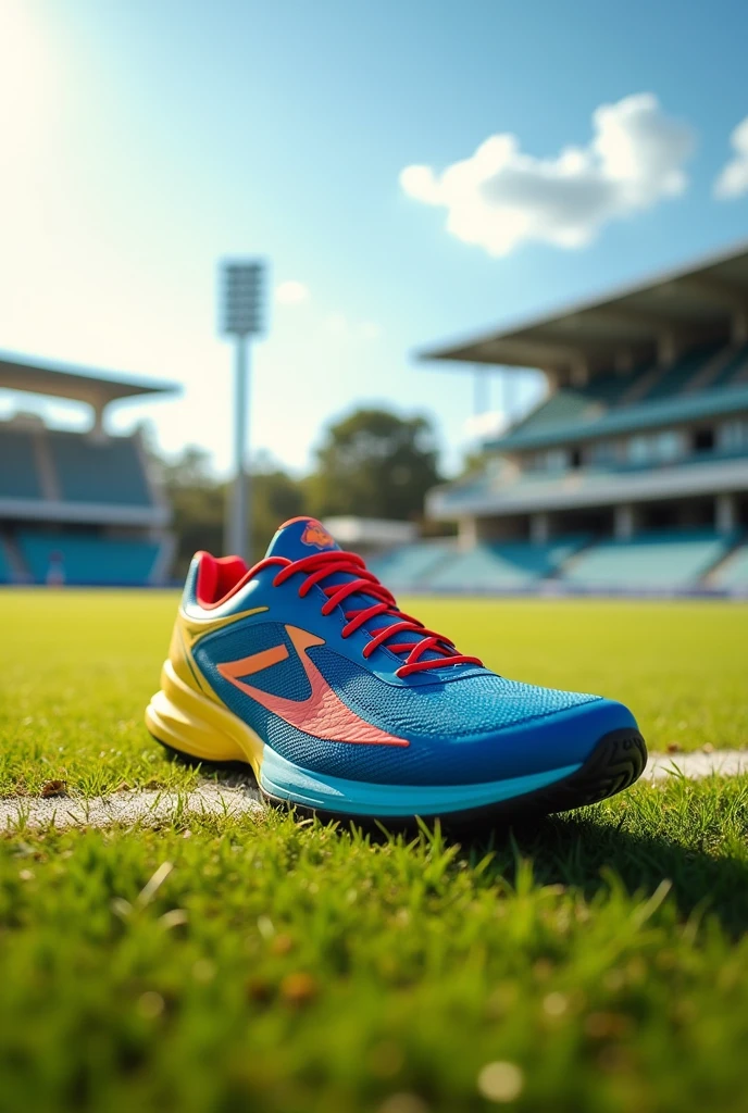Cricket shoes model design blue yellow red