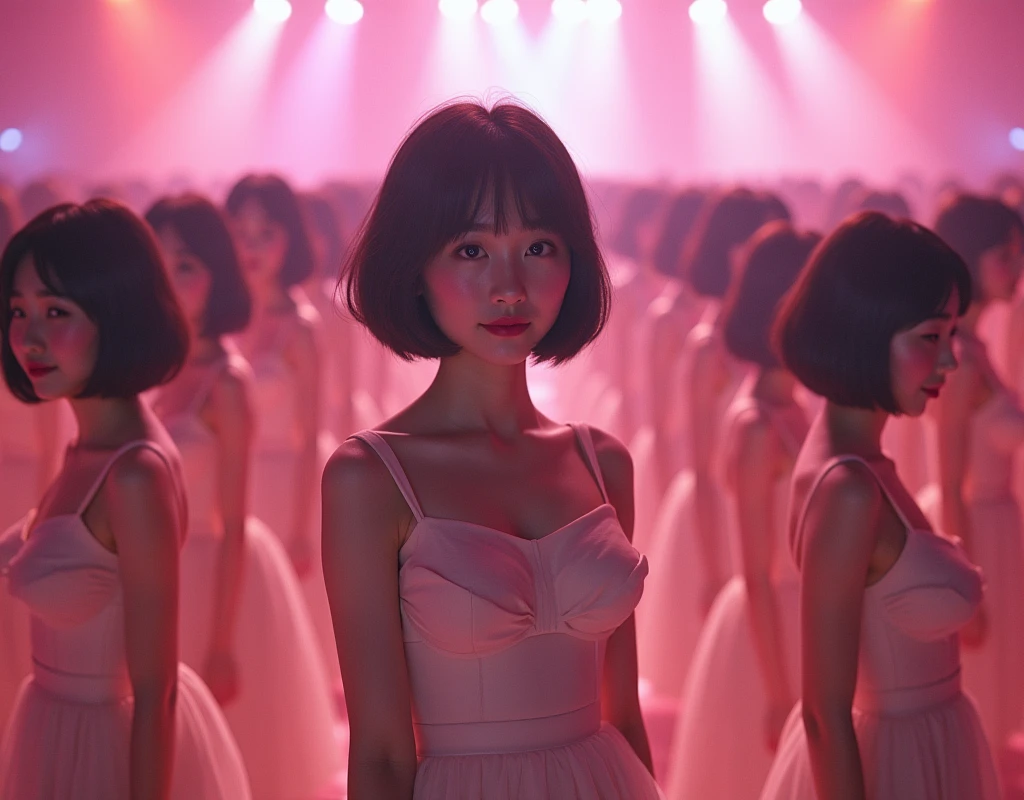 [Japanese Clone girls=Myself], [Perfect Clone girls Raw Photography Art], [16K, Highest quality, Ultra-high resolution], (((Unrealistic, Unprecedented sight, hyperdimensional space, A sight beyond imagination, (((A world of mass proliferation of myselves, Ultra-realistic)))))), (Japanese, woman, 22-year-old, Saito-Asuka), ((Small face, Brown and black hair, Short Hair)), ((Very beautiful detailed girls, Accurate body structure, Very detailed and perfect super busty body)), ((amazing super big tits, Large, swelling breasts)), (Dark Eyes, Mature face, Cute Smile, A gentle gaze), (Happy laughter), [[(((((Very detailed, 1girl-1,000,000,000,000,000,000,000,000,000,000,000,000,000cloning girls))))), (((((Extremely detailed and precise depiction of the double, Perfectly the same girl, The exact same smile, Perfect same hair, Perfect same clothes, Exactly the same height, Perfect same super busty))))), (((((Myself only))))), (((Very detailed, on stage, Idol Group, Nogizaka46's stage costumes, 1,000,000,000,000Myself))), (((Very detailed, Audience seats, camisole, 1,000,000,000,000,000,000,000Myself)))]], (((Perfect description, Smiling face, hug, wave hands, Matching poses, Matching dance, Sexy pose))), (((Very detailed, Super crowded in a different dimension, Abnormal crowding, Super crowded))), (Large Concert Hall, Front bright light, Illuminated by spotlights, Live Stage Lighting), (((Wide field of view, Very detailed, Detailed ultra-perspective depiction)))), Group idol group photo, Anywhere Angle