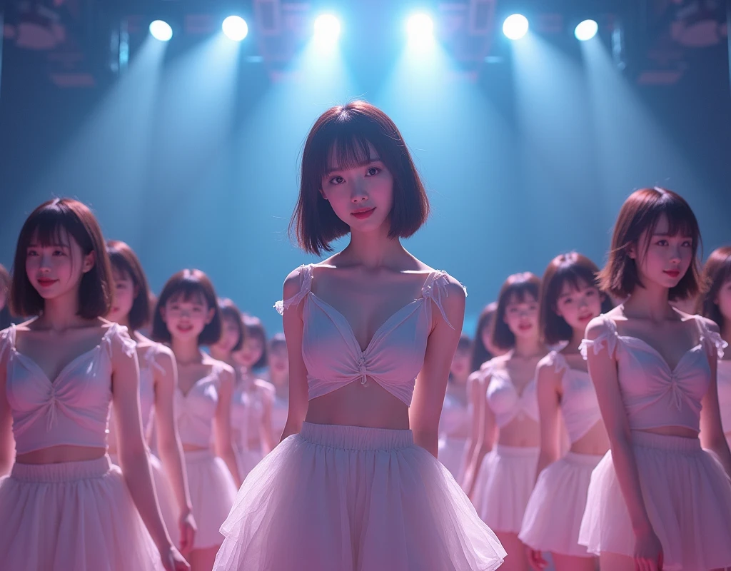 [Japanese Clone girls=Myself], [Perfect Clone girls Raw Photography Art], [16K, Highest quality, Ultra-high resolution], (((Unrealistic, Unprecedented sight, hyperdimensional space, A sight beyond imagination, (((A world of mass proliferation of myselves, Ultra-realistic)))))), (Japanese, woman, 22-year-old, Saito-Asuka), ((Small face, Brown and black hair, Short Hair)), ((Very beautiful detailed girls, Accurate body structure, Very detailed and perfect super busty body)), ((amazing super big tits, Large, swelling breasts)), (Dark Eyes, Mature face, Cute Smile, A gentle gaze), (Happy laughter), [[(((((Very detailed, 1girl-1,000,000,000,000,000,000,000,000,000,000,000,000,000cloning girls))))), (((((Extremely detailed and precise depiction of the double, Perfectly the same girl, The exact same smile, Perfect same hair, Perfect same clothes, Exactly the same height, Perfect same super busty))))), (((((Myself only))))), (((Very detailed, on stage, Idol Group, Nogizaka46's stage costumes, 1,000,000,000,000Myself))), (((Very detailed, Audience seats, camisole, 1,000,000,000,000,000,000,000Myself)))]], (((Perfect description, Smiling face, hug, wave hands, Matching poses, Matching dance, Sexy pose))), (((Very detailed, Super crowded in a different dimension, Abnormal crowding, Super crowded))), (Large Concert Hall, Front bright light, Illuminated by spotlights, Live Stage Lighting), (((Wide field of view, Very detailed, Detailed ultra-perspective depiction)))), Group idol group photo, Anywhere Angle
