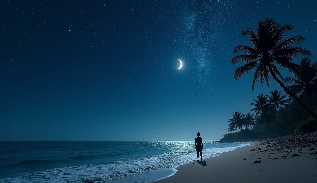 Seaside、night、star、