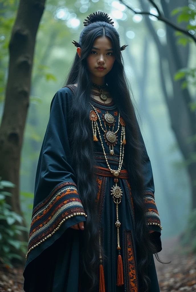 A Genshin Gothic themed tribal outfit