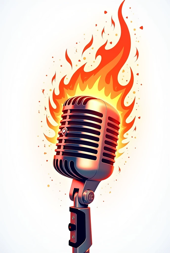 flaming microphone clipart white background