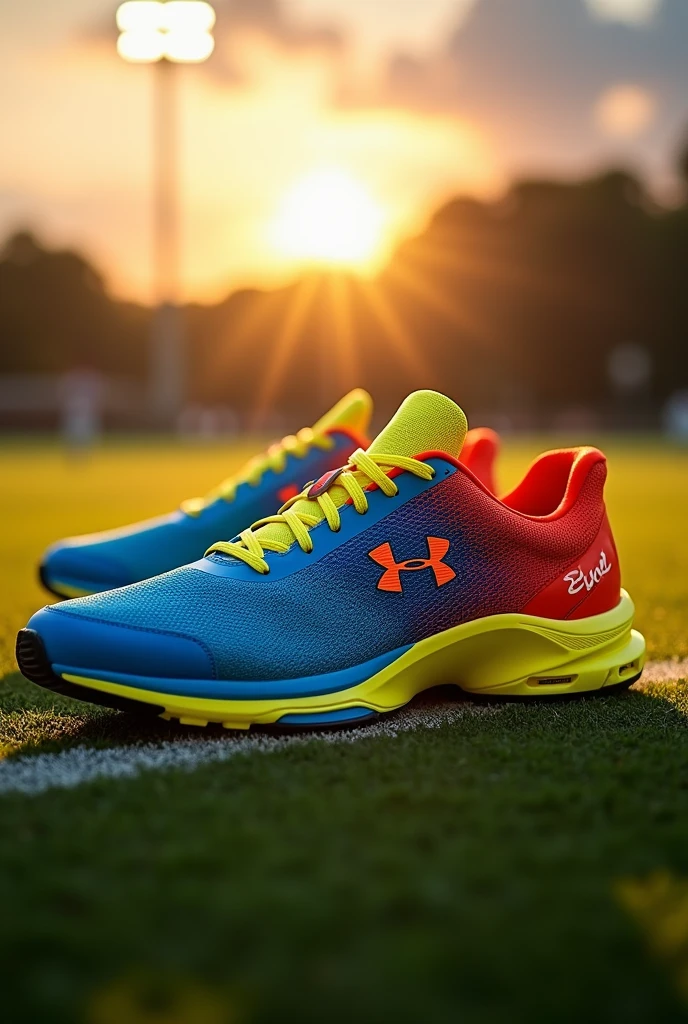 Cricket shoes model design blue yellow red