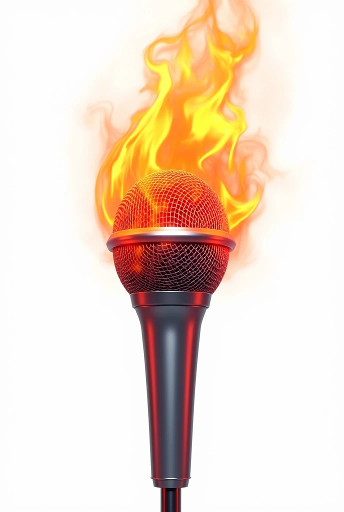 flaming microphone 3d clipart white background