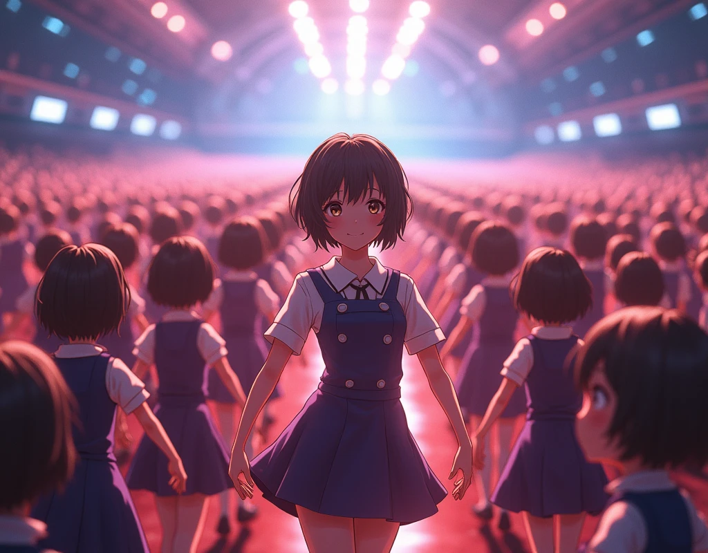 [Japanese Clone girls=Myself], [Perfect Clone girls Raw Photography Art], [16K, Highest quality, Ultra-high resolution], (((Unrealistic, Unprecedented sight, hyperdimensional space, A sight beyond imagination, (((A world of mass proliferation of myselves, Ultra-realistic)))))), (Japanese, woman, 22-year-old, Saito-Asuka), ((Small face, Brown and black hair, Short Hair)), ((Very beautiful detailed girls, Accurate body structure, Very detailed and perfect super busty body)), ((amazing super big tits, Large, swelling breasts)), (Dark Eyes, Mature face, Cute Smile, A gentle gaze), (Happy laughter), [[(((((Very detailed, 1girl→1,000,000,000,000,000,000,000,000,000,000,000,000,000cloning girls))))), (((((Extremely detailed and precise depiction of the double, Perfectly the same girl, The exact same smile, Perfect matching hairstyle, Perfect same clothes, Exactly the same height, Perfect same super busty))))), (((((Myself only))))), (((Very detailed, on stage, Idol Group, Nogizaka46's stage costumes, 1,000,000,000,000Myself))), (((Very detailed, Audience seats, camisole, 1,000,000,000,000,000,000,000Myself)))]], (((Perfect description, Smiling face, hug, wave hands, Matching poses, Matching dance, Sexy pose))), (((Very detailed, Super crowded in a different dimension, Abnormal crowding, Super crowded))), (Large Concert Hall, Front bright light, Illuminated by spotlights, Live Stage Lighting), (((Wide field of view, Very detailed, Detailed ultra-perspective depiction)))), Group idol group photo, Anywhere Angle