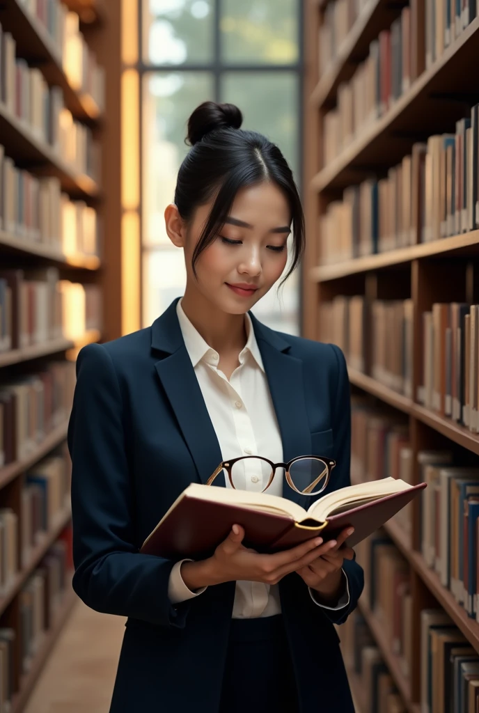 A woman with an intelligent appearance