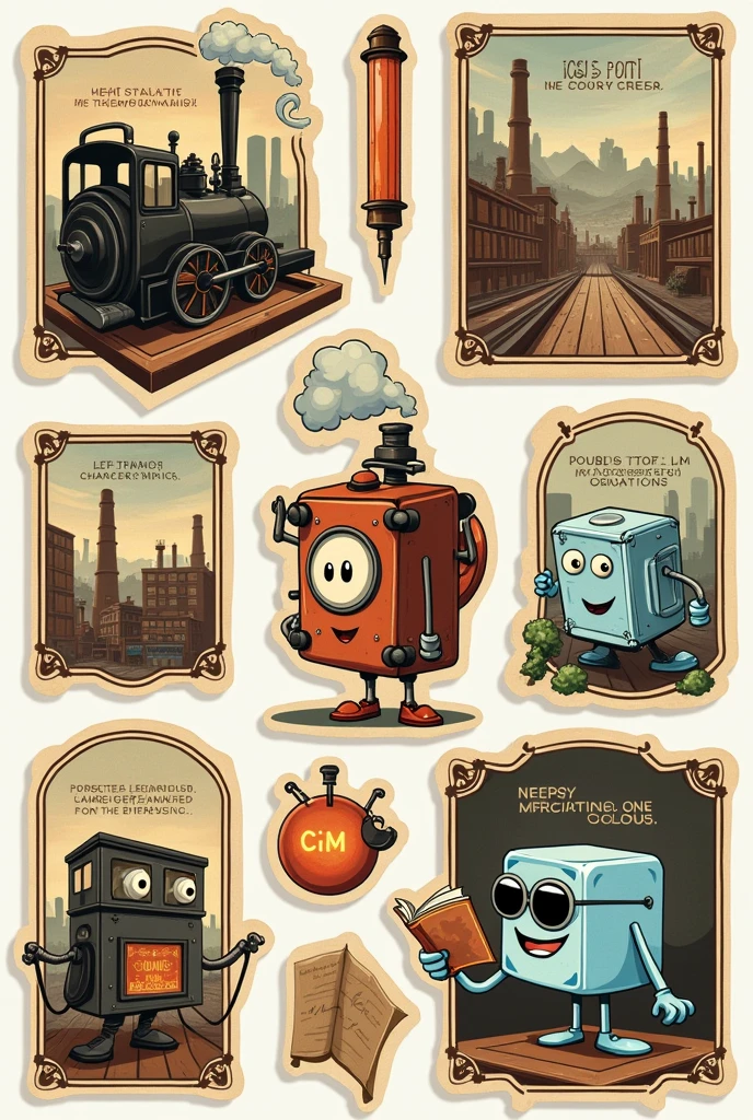 generate vintage photos that are stickers or printable related to thermodynamics