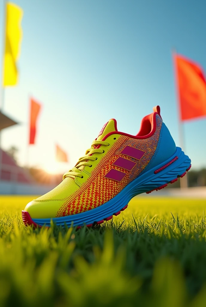 Cricket shoes model design yellow red blue