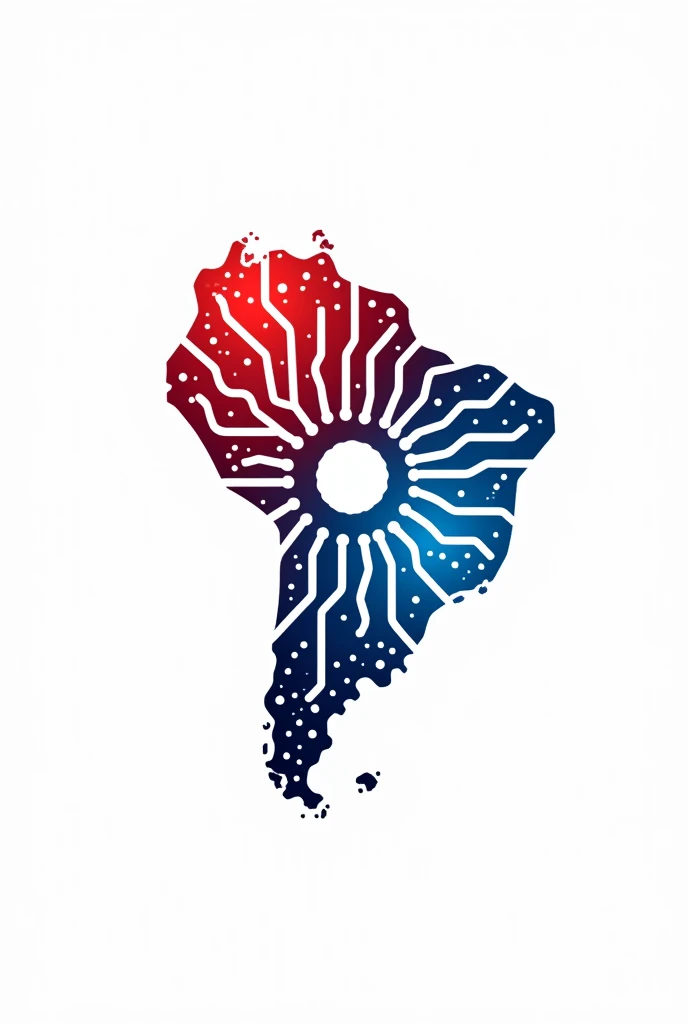 a logo of a map of the state of Bahia, with circuits, red and blue
