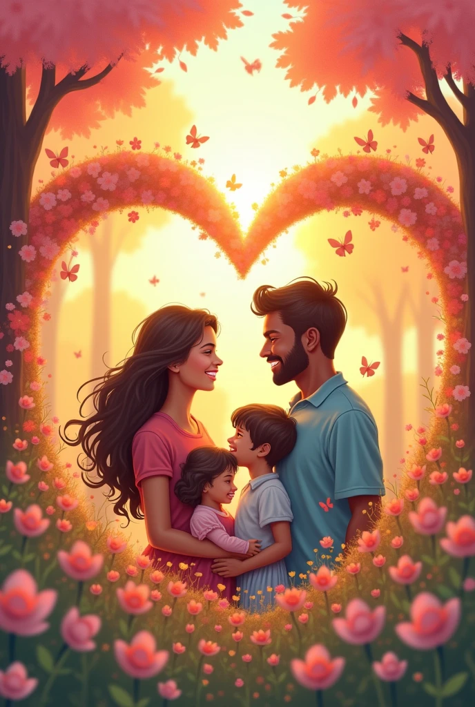 Poster about a family in a heart shaped