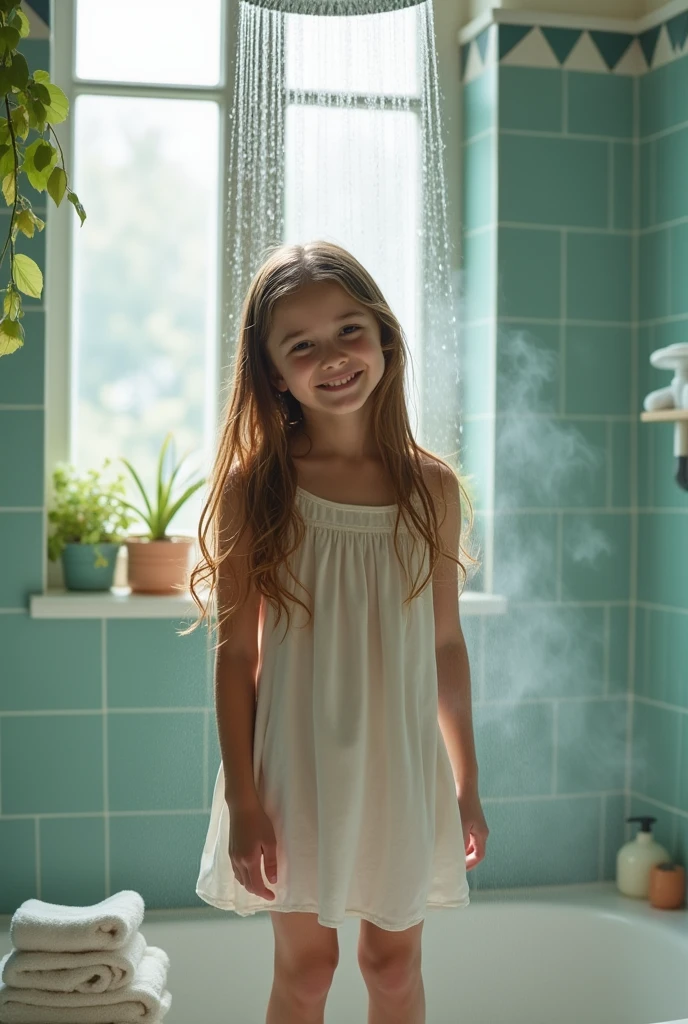 Girl in shower taking bath 

