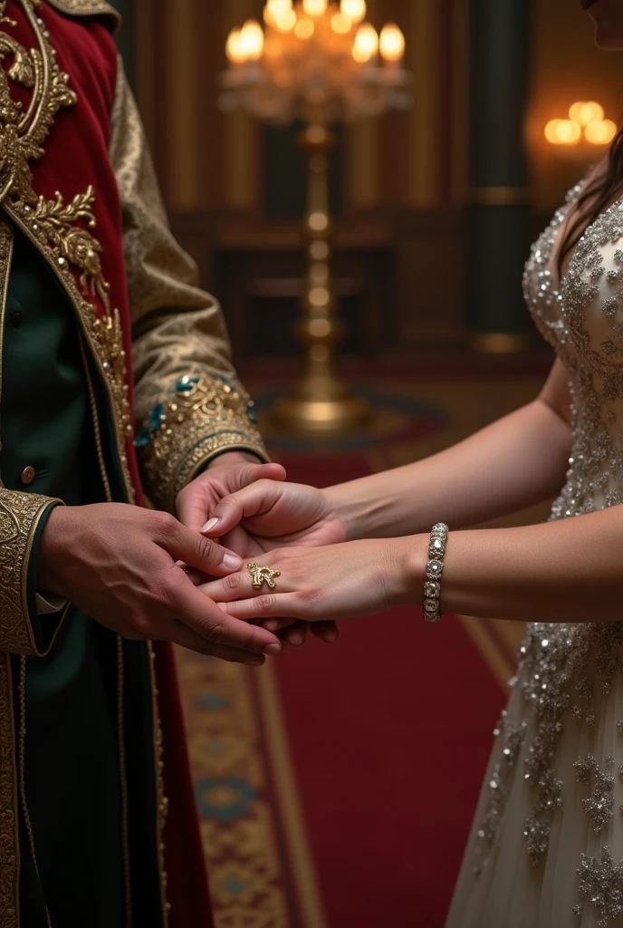 King hold hands of queen with alphabet 
letter R and queen hold hands of king with alphabet letter N 