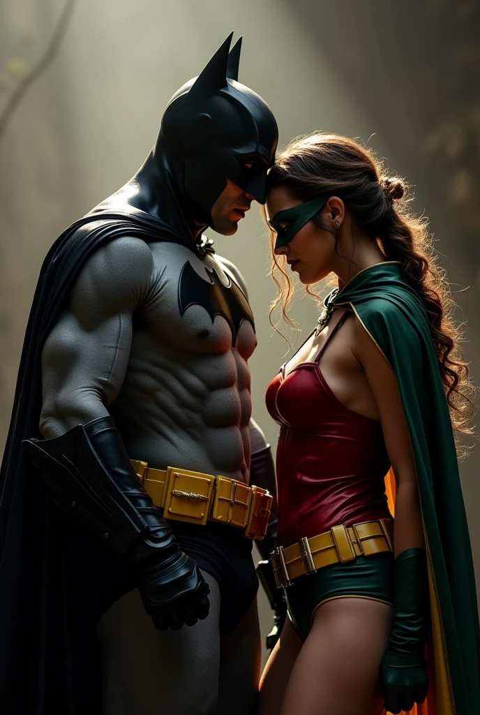 Batman and Robin naked. Robin penetrating Batman