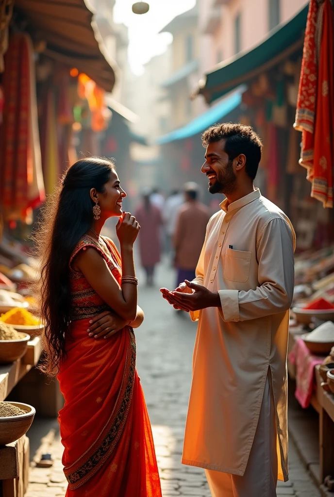 India women and a Indian man discussing