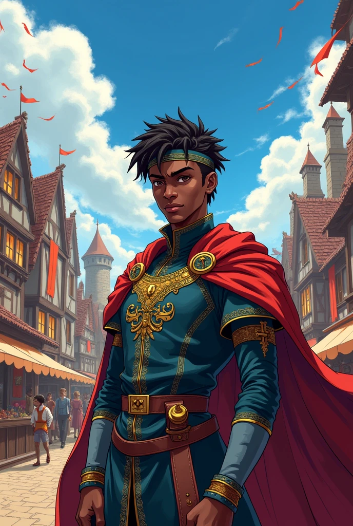 Black man in medieval clothes in anime