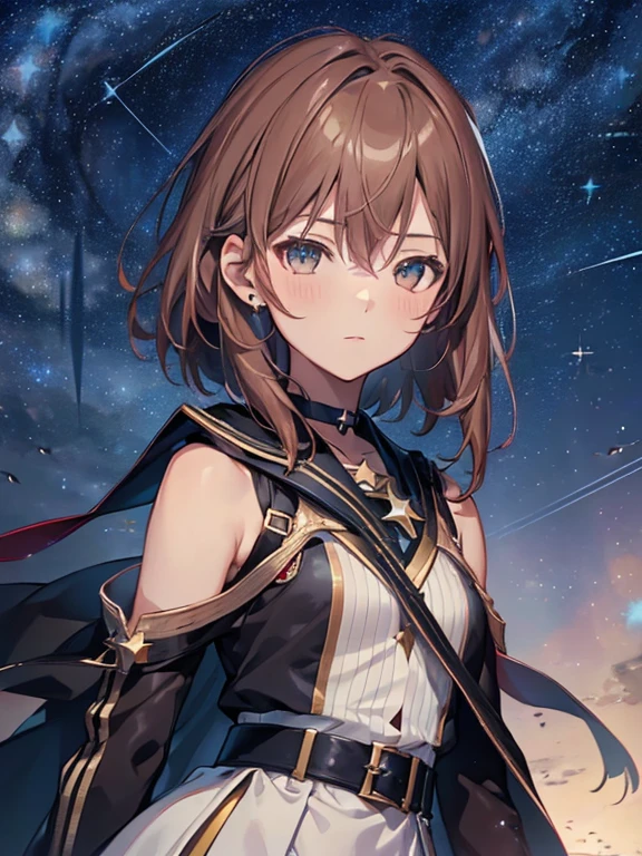 (Starry Sky:1.5), Misaka Mikoto, 1girl, black choker, uhd, retina, masterpiece, ccurate, anatomically correct, textured skin, super detail, high details, high quality, best quality, highres, 4K