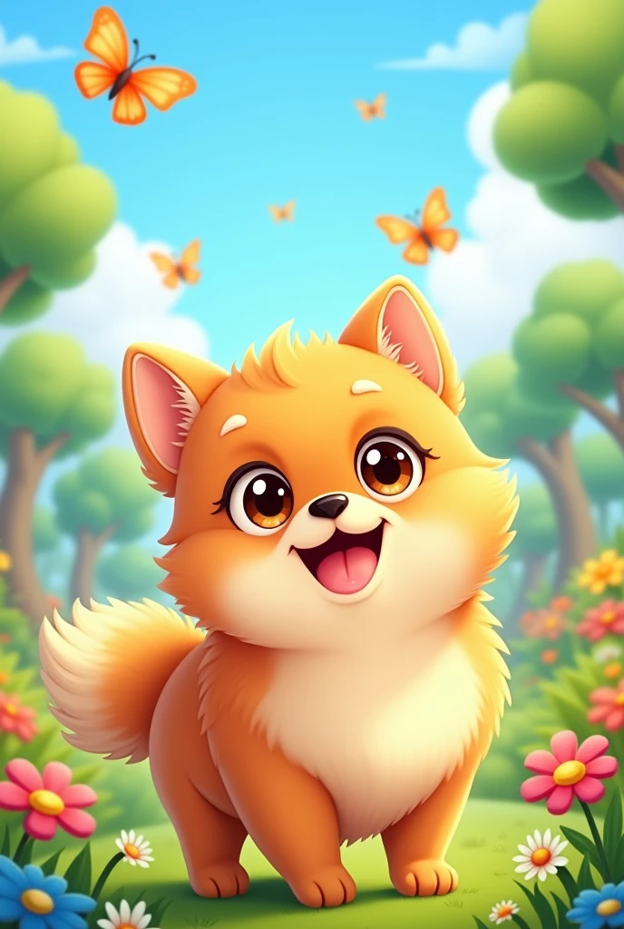 A cartoon Pomeranian puppy