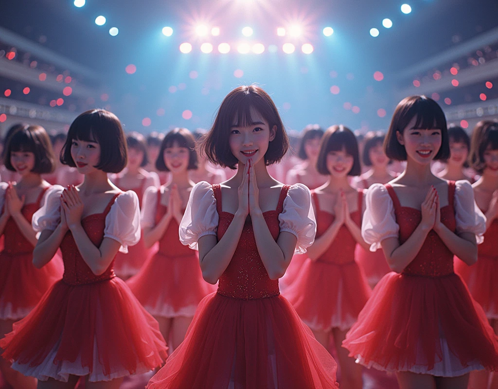 [Japanese Clone girls=Myself], [Perfect Clone girls Raw Photography Art], [16K, Highest quality, Ultra-high resolution], (((Unrealistic, Unprecedented sight, hyperdimensional space, A sight beyond imagination, (((A world of mass proliferation of myselves, Ultra-realistic)))))), (Japanese, woman, 22-year-old, Saito-Asuka), ((Small face, Brown and black hair, Short Hair)), ((Very beautiful detailed girls, Accurate body structure, Very detailed and perfect super busty body)), ((amazing super big tits, Large, swelling breasts)), (Dark Eyes, Mature face, Cute Smile, A gentle gaze), (Happy laughter), [[(((((Very detailed, 1girl→1,000,000,000,000,000,000,000,000,000,000,000,000,000cloning girls))))), (((((Extremely detailed and precise depiction of the double, Perfectly the same girl, The exact same smile, Perfect matching hairstyle, Perfect same clothes, Exactly the same height, Perfect same super busty))))), (((((Myself only))))), (((Very detailed, on stage, Idol Group, Nogizaka46's stage costumes, 1,000,000,000,000Myself))), (((Very detailed, Audience seats, camisole, 1,000,000,000,000,000,000,000Myself)))]], (((Perfect description, Smiling face, hug, wave hands, Matching poses, Matching dance, Sexy pose))), (((Very detailed, Super crowded in a different dimension, Abnormal crowding, Super crowded))), (Large Concert Hall, Front bright light, Illuminated by spotlights, Live Stage Lighting), (((Wide field of view, Very detailed, Detailed ultra-perspective depiction)))), Group idol group photo, Anywhere Angle