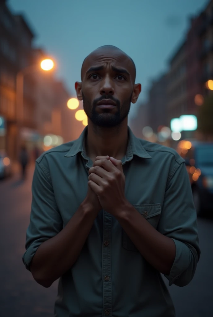 The same image above but with the man making a worried face and this time completely bald.