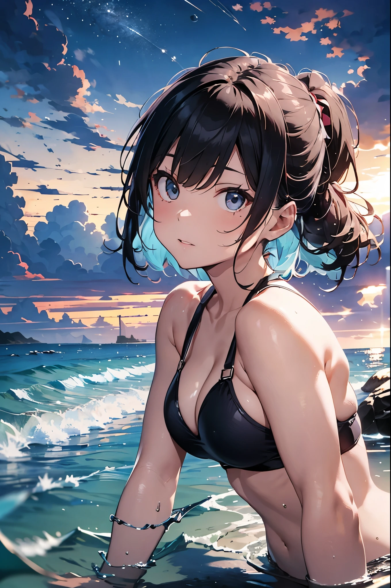 4K,8k,High resolution,
One beautiful young woman,Light blue hair、ponytail、
(Soft Saturation:1.3), (Fair skin:1.2),
(ultra-Detailed Background, Detailed Background), Bokeh,
break'Smiling portrait.,
When viewed from the front, The composition is symmetrical,
Looking straight at you with serious eyes,
break Swimwear, White Bikini, Center of chest,
Outdoor, Sea surface, null, sunlight,Summer beach, Sandy Beach,
Strong light, Front lighting,
(:1.3), (Cowboy Shot:1.2),
Front brake angle,
View your audience,
Dynamic pose,
sitting on the beach
Seaweed、Seaweed、Seaweed、Seaweed、Seaweed、Seaweed、Seaweed、