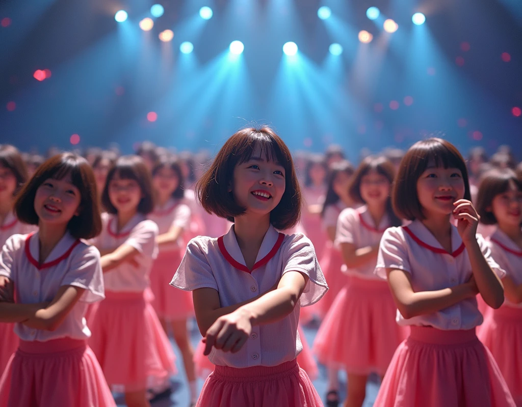 [Japanese Clone girls=Myself], [Perfect Clone girls Raw Photography Art], [16K, Highest quality, Ultra-high resolution], (((Unrealistic, Unprecedented sight, hyperdimensional space, A sight beyond imagination, (((A world of mass proliferation of myselves, Ultra-realistic)))))), (Japanese, woman, 22-year-old, Saito-Asuka), ((Small face, Brown and black hair, Short Hair)), ((Very beautiful detailed girls, Accurate body structure, Very detailed and perfect super busty body)), ((amazing super big tits, Large, swelling breasts)), (Dark Eyes, Mature face, Cute Smile, A gentle gaze), (Happy laughter), [[(((((Very detailed, 1girl→1,000,000,000,000,000,000,000,000,000,000,000,000,000cloning girls))))), (((((Extremely detailed and precise depiction of the double, Perfectly the same girl, The exact same smile, Perfect matching hairstyle, Perfect same clothes, Exactly the same height, Perfect same super busty))))), (((((Myself only))))), (((Very detailed, on stage, Idol Group, Nogizaka46's stage costumes, 1,000,000,000,000Myself))), (((Very detailed, Audience seats, camisole, 1,000,000,000,000,000,000,000Myself)))]], (((Perfect description, Smiling face, hug, wave hands, Matching poses, Matching dance, Sexy pose))), (((Very detailed, Super crowded in a different dimension, Abnormal crowding, Super crowded))), (Large Concert Hall, Front bright light, Illuminated by spotlights, Live Stage Lighting), (((Wide field of view, Very detailed, Detailed ultra-perspective depiction)))), Group idol group photo, Anywhere Angle