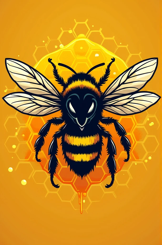 A logo with an angry bee