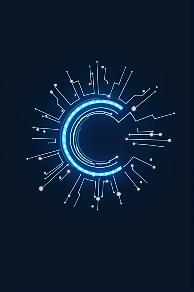 Create a minimalist logo symbol for an artificial intelligence company called CyberLife in blue colors, white and black