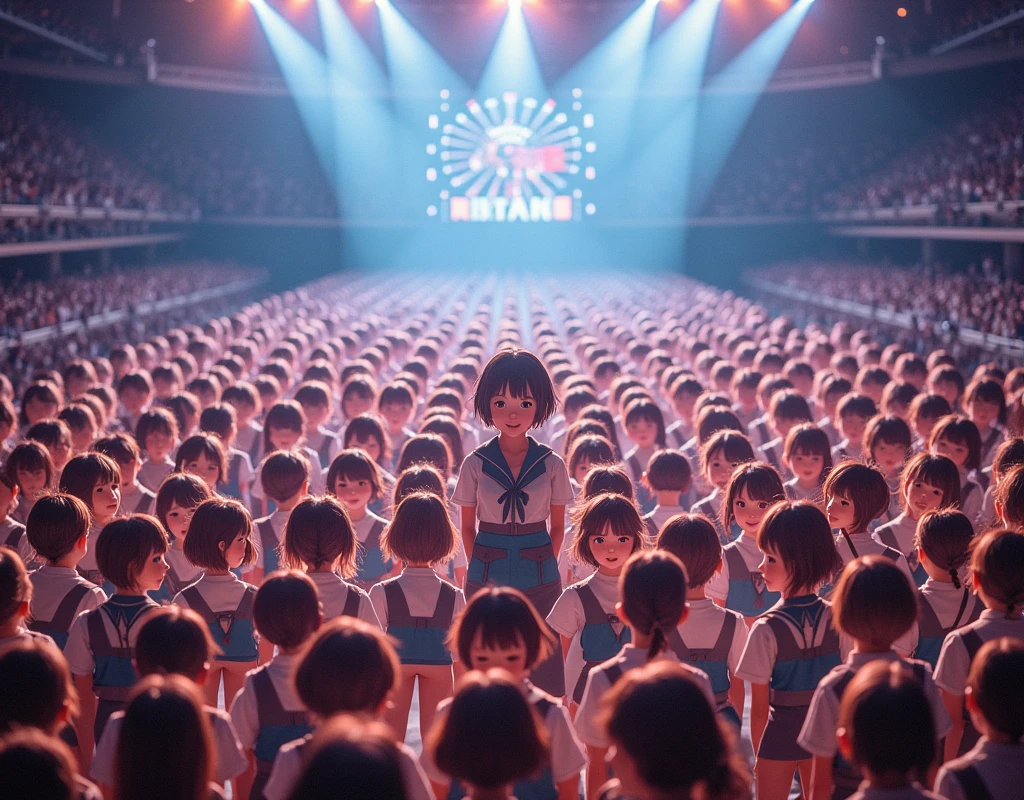 [Japanese Clone girls=Myself], [Perfect Clone girls Raw Photography Art], [16K, Highest quality, Ultra-high resolution], (((Unrealistic, Unprecedented sight, hyperdimensional space, A sight beyond imagination, (((A world of mass proliferation of myselves, Ultra-realistic)))))), (Japanese, woman, 22-year-old, Saito-Asuka), ((Small face, Brown and black hair, Short Hair)), ((Very beautiful detailed girls, Accurate body structure, Very detailed and perfect super busty body)), ((amazing super big tits, Large, swelling breasts)), (Dark Eyes, Mature face, Cute Smile, A gentle gaze), (Happy laughter), [[(((((Very detailed, 1girl→1,000,000,000,000,000,000,000,000,000,000,000,000,000cloning girls))))), (((((Extremely detailed and precise depiction of the double, Perfectly the same girl, The exact same smile, Perfect matching hairstyle, Perfect same clothes, Exactly the same height, Perfect same super busty))))), (((((Myself only))))), (((Very detailed, on stage, Idol Group, Nogizaka46's stage costumes, 1,000,000,000,000Myself))), (((Very detailed, Audience seats, camisole, 1,000,000,000,000,000,000,000Myself)))]], (((Perfect description, Smiling face, hug, wave hands, Matching poses, Matching dance, Sexy pose))), (((Very detailed, Super crowded in a different dimension, Abnormal crowding, Super crowded))), (Large Concert Hall, Front bright light, Illuminated by spotlights, Live Stage Lighting), (((Wide field of view, Very detailed, Detailed ultra-perspective depiction)))), Group idol group photo, Anywhere Angle
