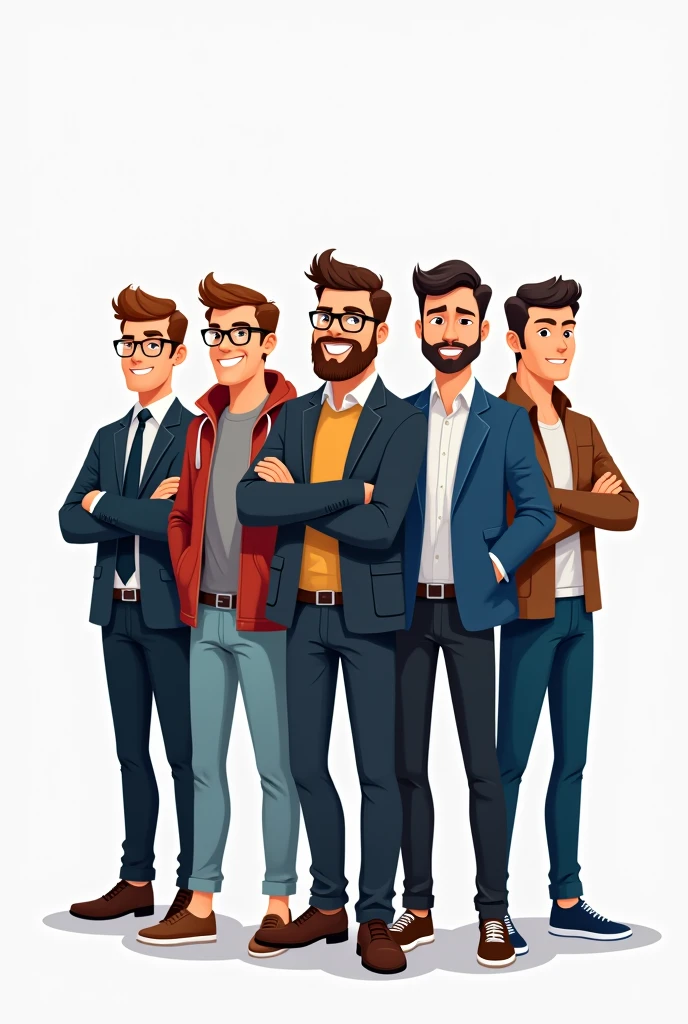 create 6 male avatars on a white background and separated to be used in marketing and administration work
