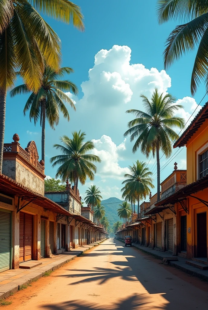 A kerala street. Shopes all are closed. A day time