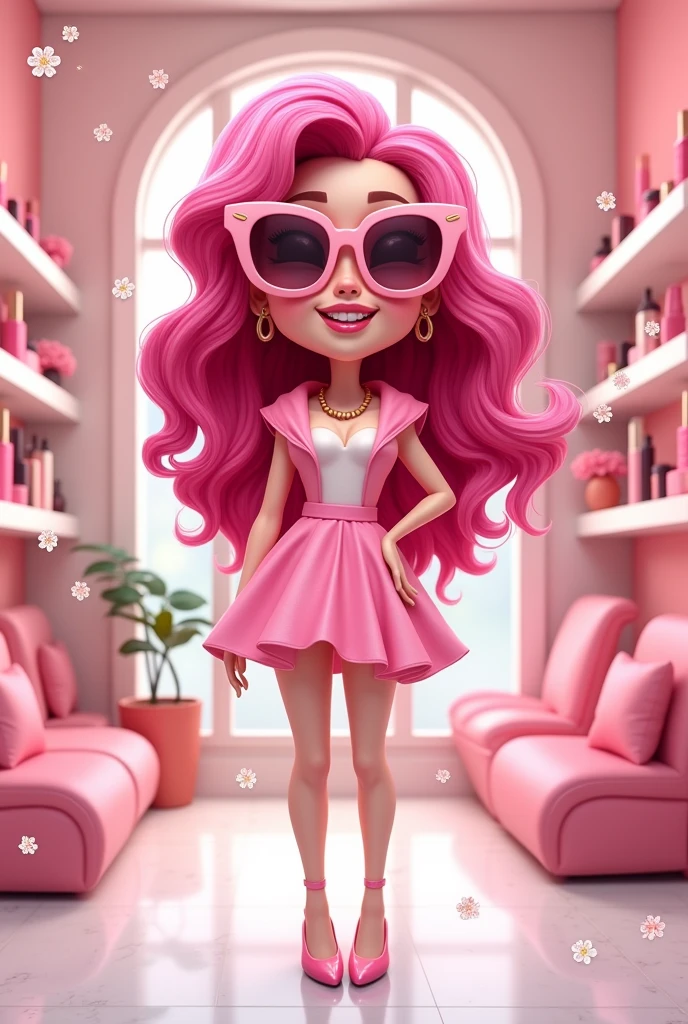 cartoon type ,pink lady for salon logo