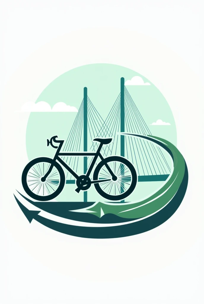Create a logo with the initiative to create a cycling community in the city of Florianópolis, sc. The logo must contain a reference to the Hercílio Luz bridge, a magnifying glass to search for new cyclists and a bike