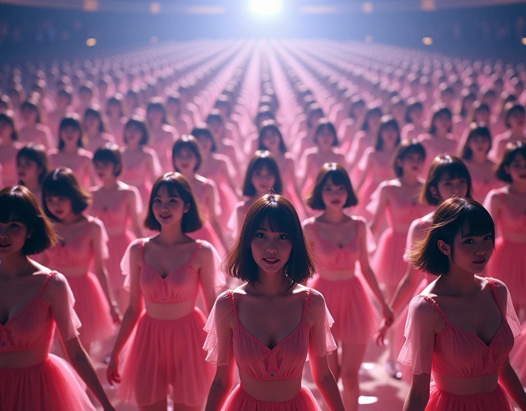 [Japanese Clone girls=Myself], [Perfect Clone girls Raw Photography Art], [16K, Highest quality, Ultra-high resolution], (((Unrealistic, Unprecedented sight, hyperdimensional space, A sight beyond imagination, (((A world of mass proliferation of myselves, Ultra-realistic)))))), (Japanese, woman, 22-year-old, Saito-Asuka), ((Small face, Brown and black hair, Short Hair)), ((Very beautiful detailed girls, Accurate body structure, Very detailed and perfect super busty body)), ((amazing super big tits, Large, swelling breasts)), (Dark Eyes, Mature face, Cute Smile, A gentle gaze), (Happy laughter), [[(((((Very detailed, 1girl→1,000,000,000,000,000,000,000,000,000,000,000,000,000cloning girls))))), (((((Extremely detailed and precise depiction of the double, Perfectly the same girl, The exact same smile, Perfect matching hairstyle, Perfect same clothes, Exactly the same height, Perfect same super busty))))), (((((Myself only))))), (((Very detailed, on stage, Idol Group, Nogizaka46's stage costumes, 1,000,000,000,000Myself))), (((Very detailed, Audience seats, camisole, 1,000,000,000,000,000,000,000Myself)))]], (((Perfect description, Smiling face, hug, wave hands, Matching poses, Matching dance, Sexy pose))), (((Very detailed, Super crowded in a different dimension, Abnormal crowding, Super crowded))), (Large Concert Hall, Front bright light, Illuminated by spotlights, Live Stage Lighting), (((Wide field of view, Very detailed, Detailed ultra-perspective depiction)))), Group idol group photo, Anywhere Angle