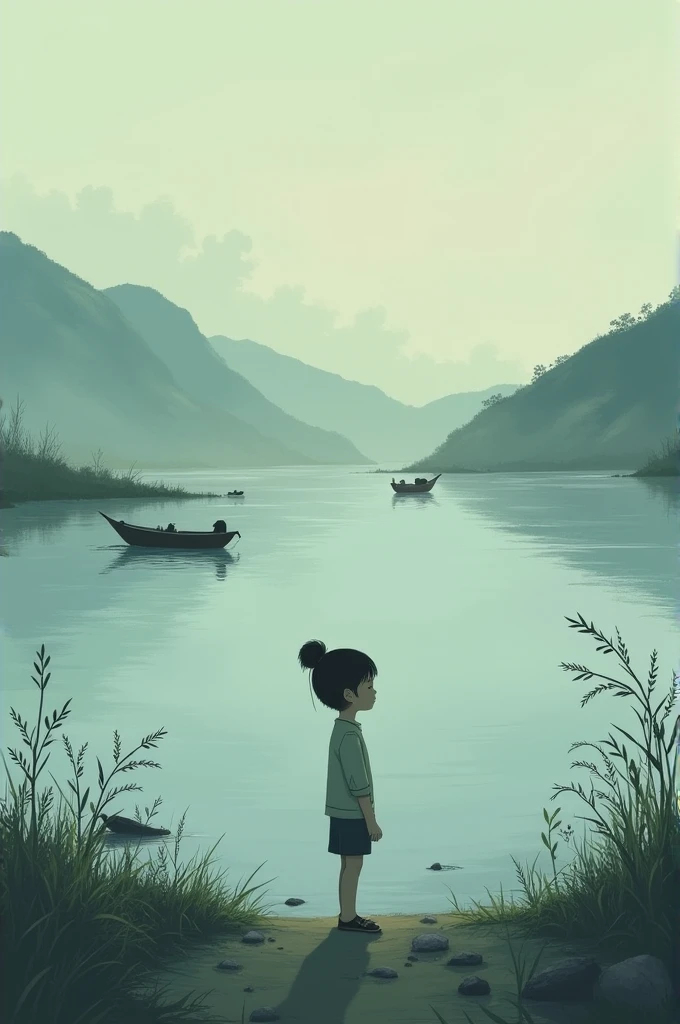 Make a simple drawing with simple colors from a line in the Song ANAK NG PASIG my Line in "Huli na ba ang lahat, patay na ba ang ilog at dagat"